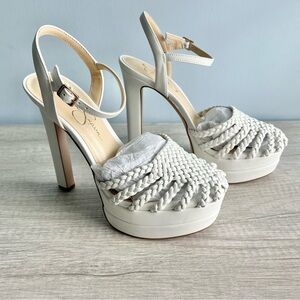 Jessica Simpson Women's Inaia Woven Platform Dress Sandals White4 Size 8